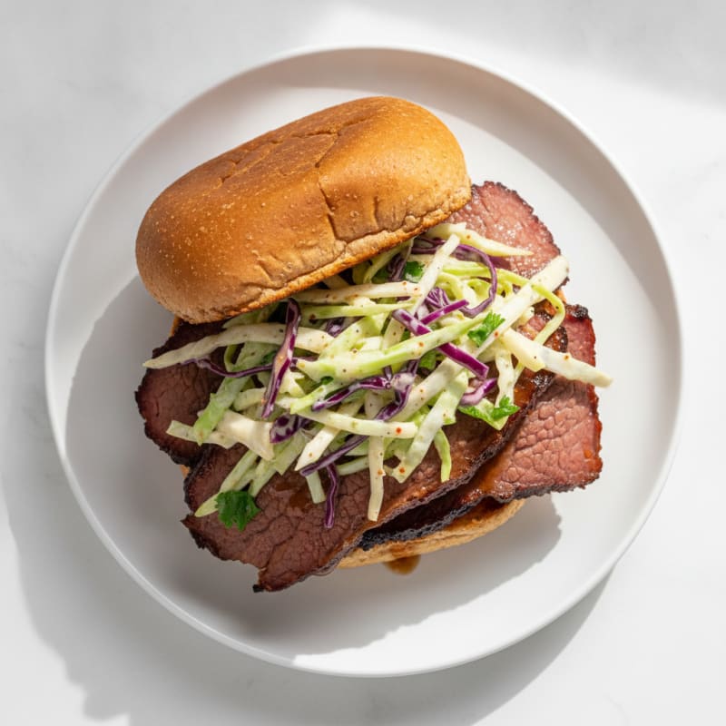 Smoky Brisket Sandwich with Tangy Slaw