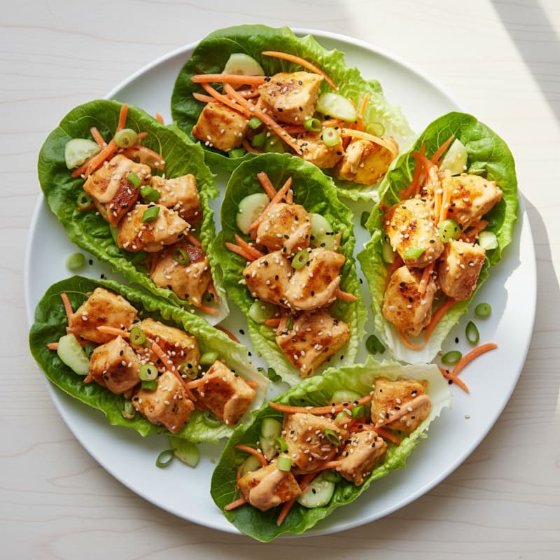 Sriracha Mayo Chicken Lettuce Wraps