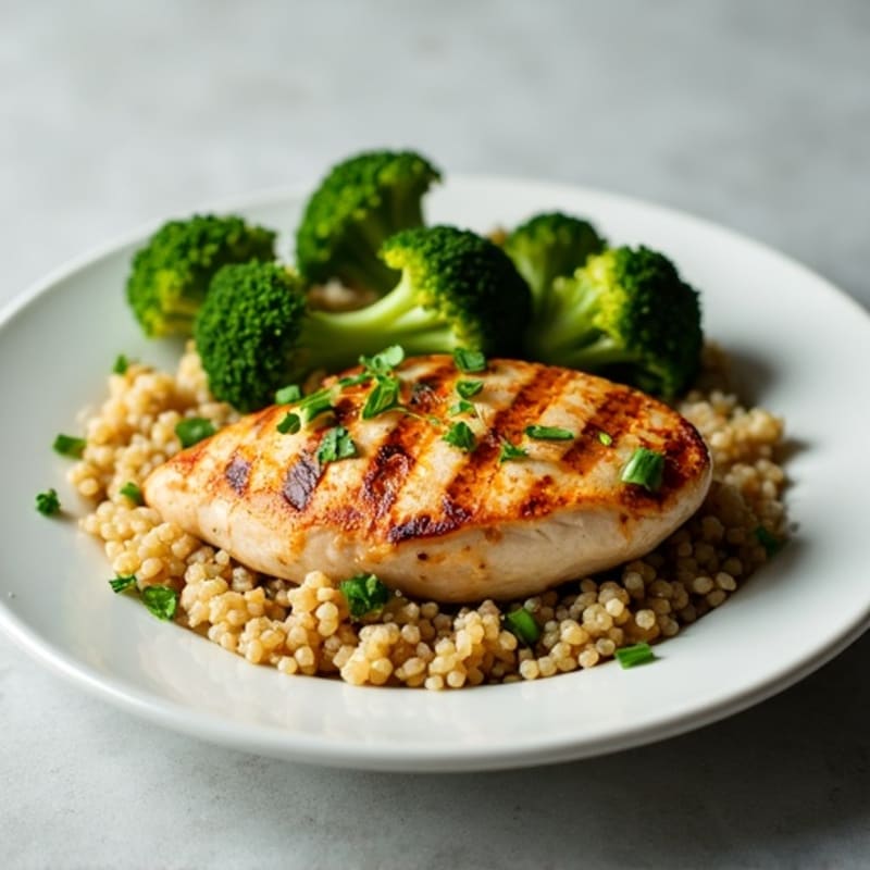 Grilled Chicken Breast with Roasted Broccoli and Quinoa