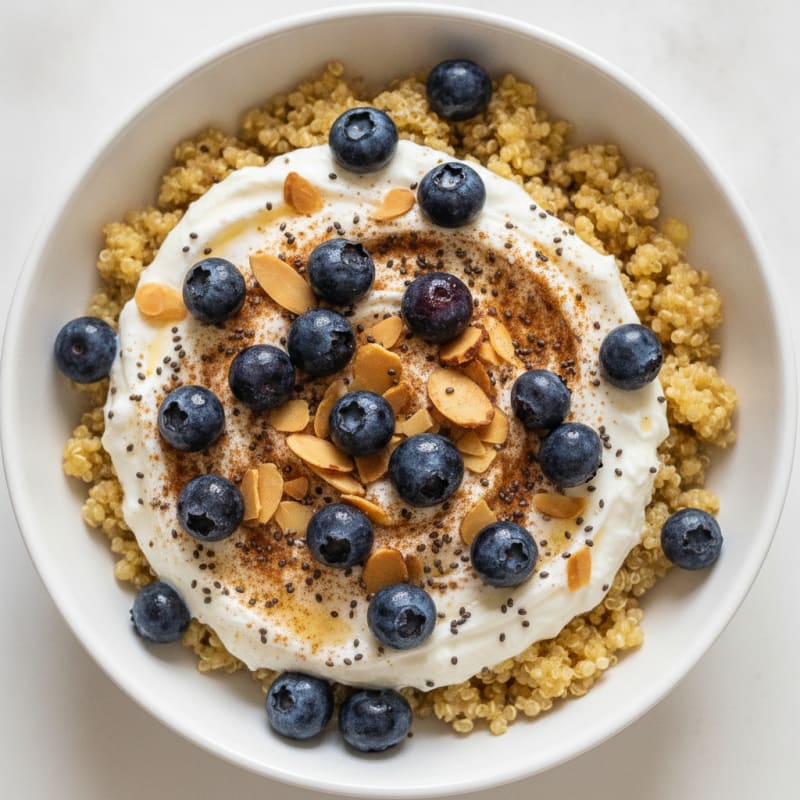 Blueberry Almond Breakfast Quinoa Bowl