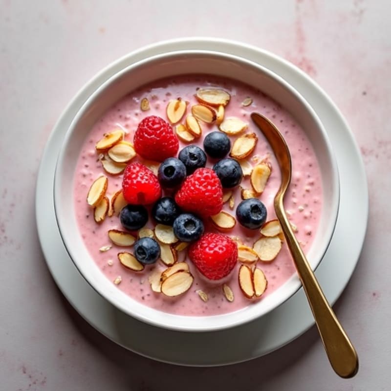 Creamy Berry Oatmeal with Toasted Almonds