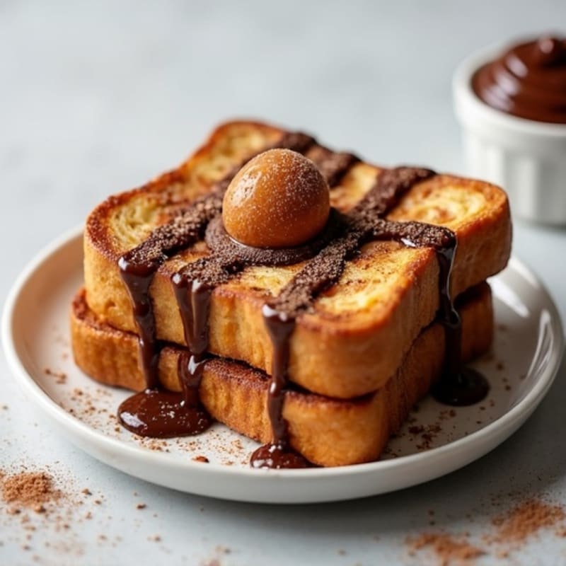 Protein-Packed Vanilla-Cinnamon French Toast with Chocolate Hazelnut Drizzle