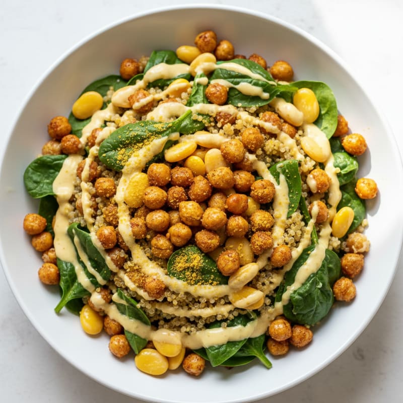 Crunchy Chickpea and Quinoa Bowl with Lemon Tahini Dressing