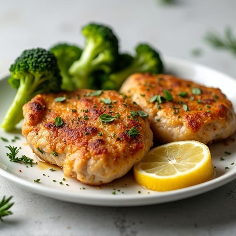 Crispy Lemon Herb Baked Chicken Thighs with Roasted Broccoli