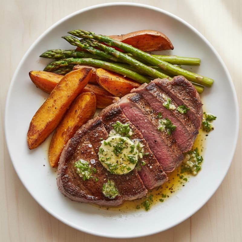 Pan-Seared Sirloin with Garlic Herb Butter