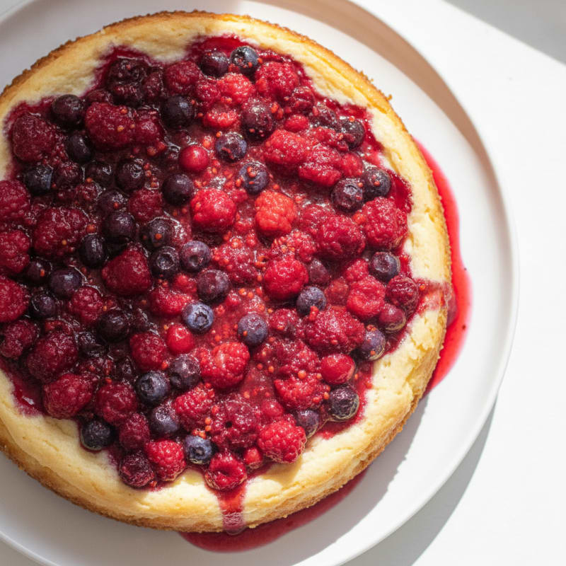 Greek Yogurt Protein Cheesecake with Mixed Berries