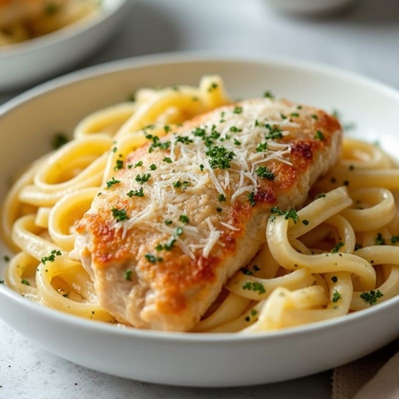 Healthy Creamy Chicken Alfredo with Whole Wheat Pasta