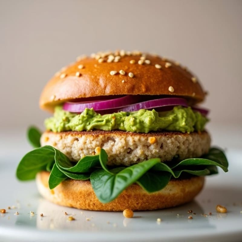 Lean Turkey Spinach Burger with Avocado Spread