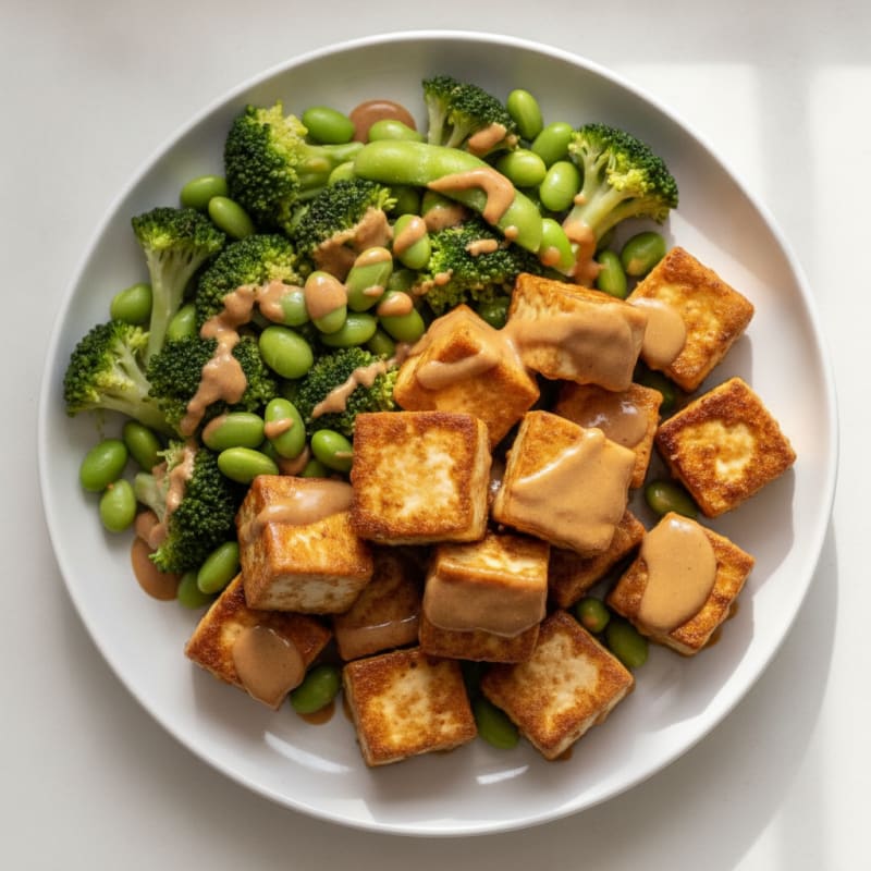 Pan-Seared Tofu with Peanut Sauce