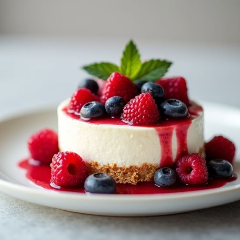 Protein-Packed Greek Yogurt Cheesecake with Berry Compote