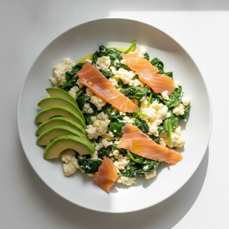 Egg White Scramble with Smoked Salmon and Spinach