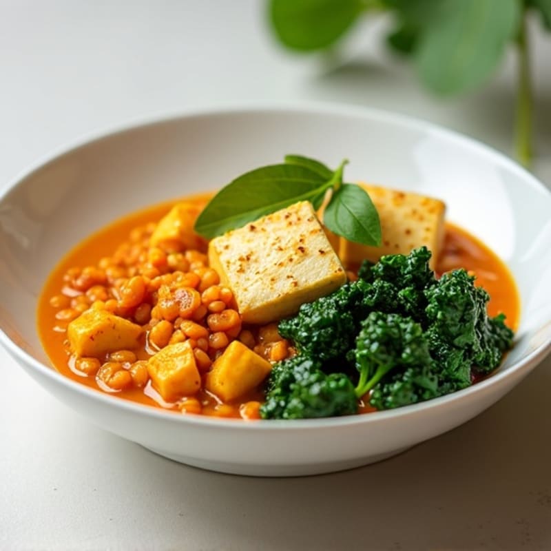 Creamy Coconut Red Lentil Curry with Fresh Spinach