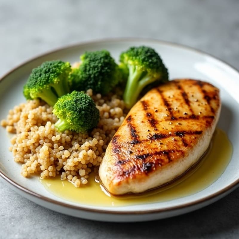 Grilled Chicken Breast with Roasted Broccoli and Quinoa