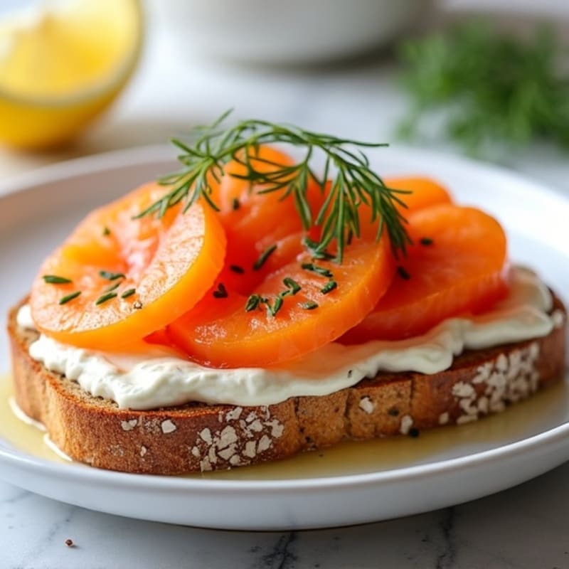 Open-Face Smoked Salmon and Herbed Cream Cheese Toast
