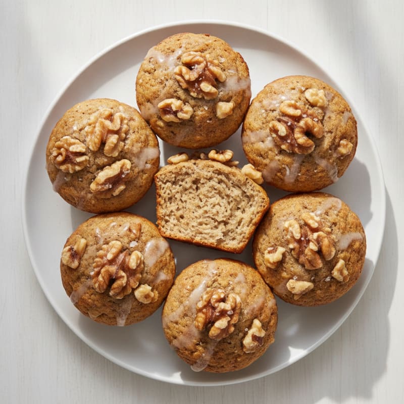 Baked Banana Bread Muffins with Walnuts