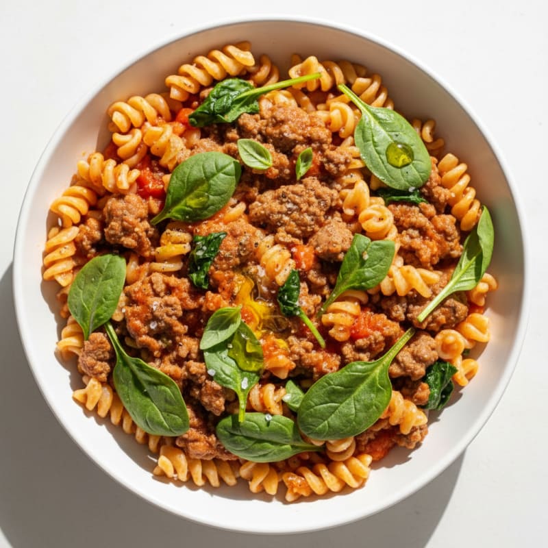 Tender Ground Beef and Zesty Tomato Pasta