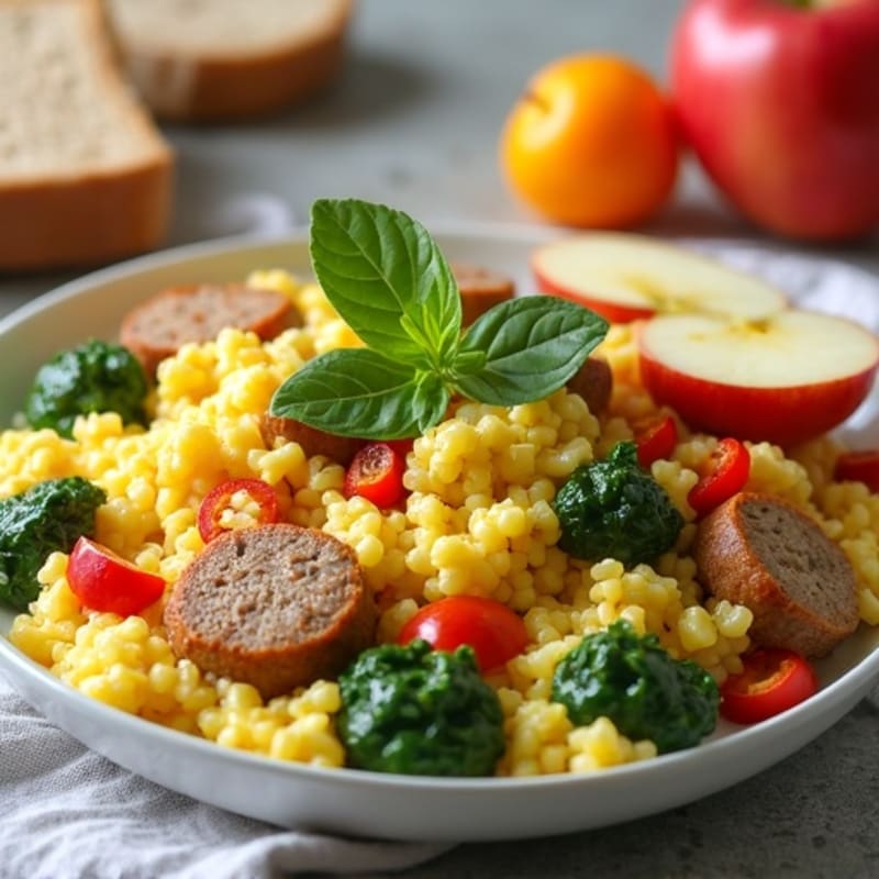 Egg White and Turkey Sausage Scramble with Spinach