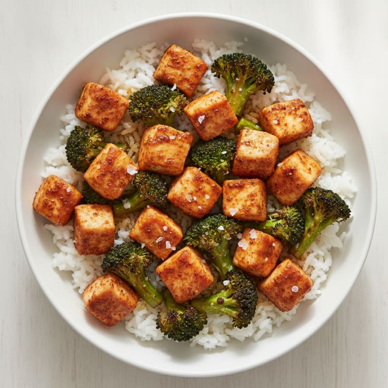 Paprika Chicken and Roasted Broccoli Rice Bowl
