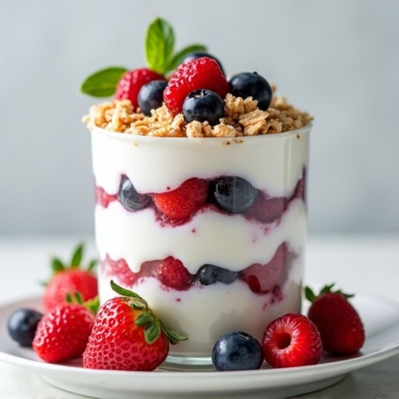 Greek Yogurt Protein Parfait with Mixed Berries