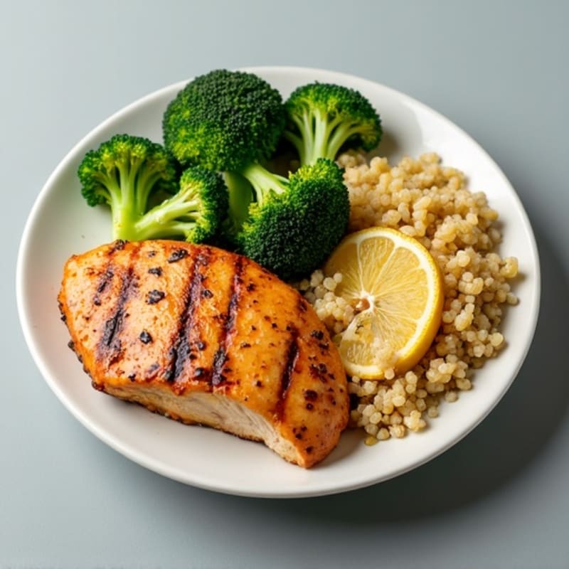 Grilled Turkey Breast with Roasted Broccoli and Quinoa