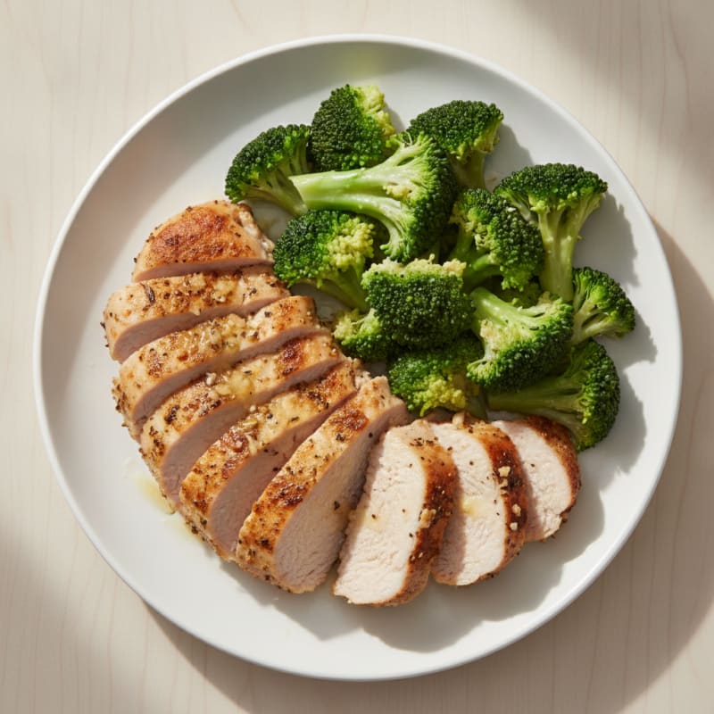 Seared Turkey Breast with Steamed Broccoli