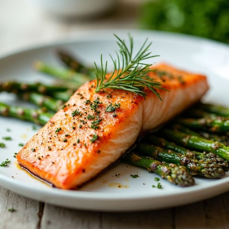 Flaky Herb-Roasted Salmon with Crispy Roasted Asparagus
