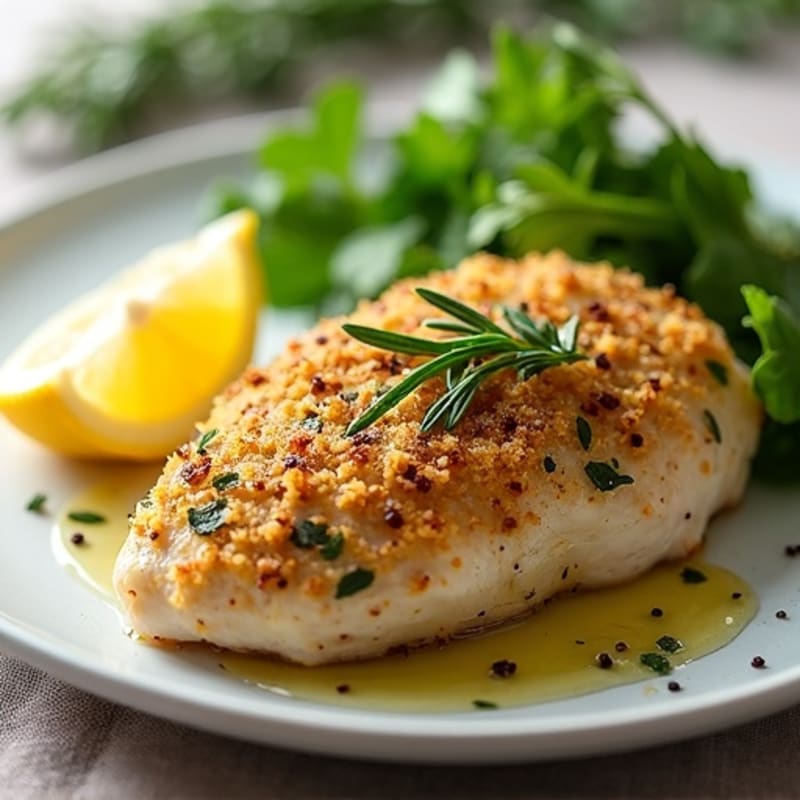 Herb-Crusted Lemon Garlic Baked Chicken