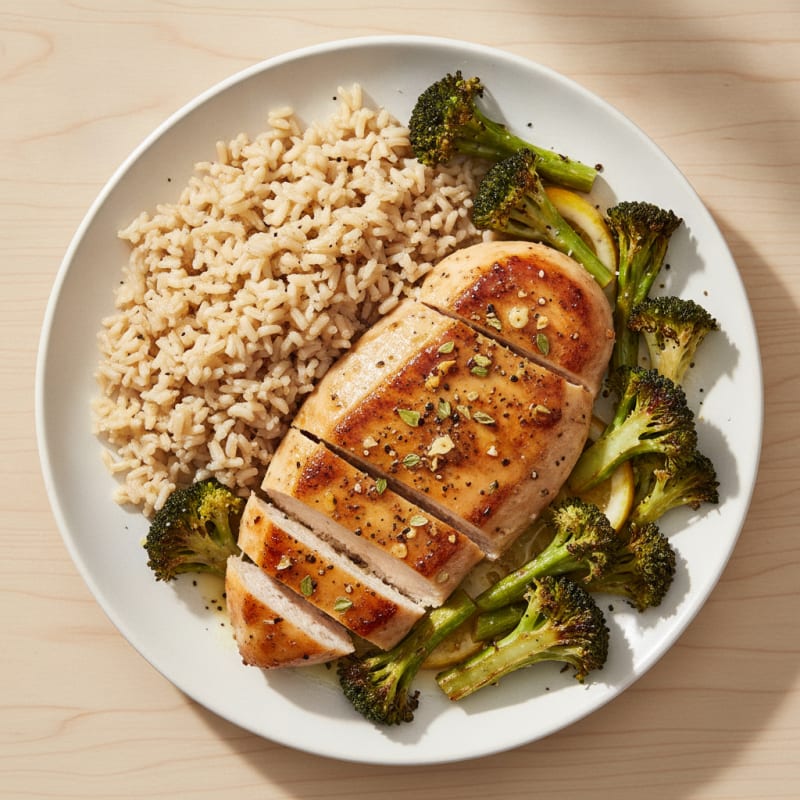 Lemon Herb Chicken and Rice with Roasted Broccoli