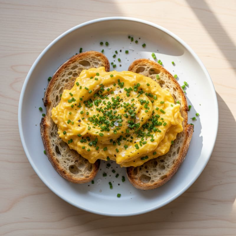 Creamy Golden Scrambled Eggs with Chives