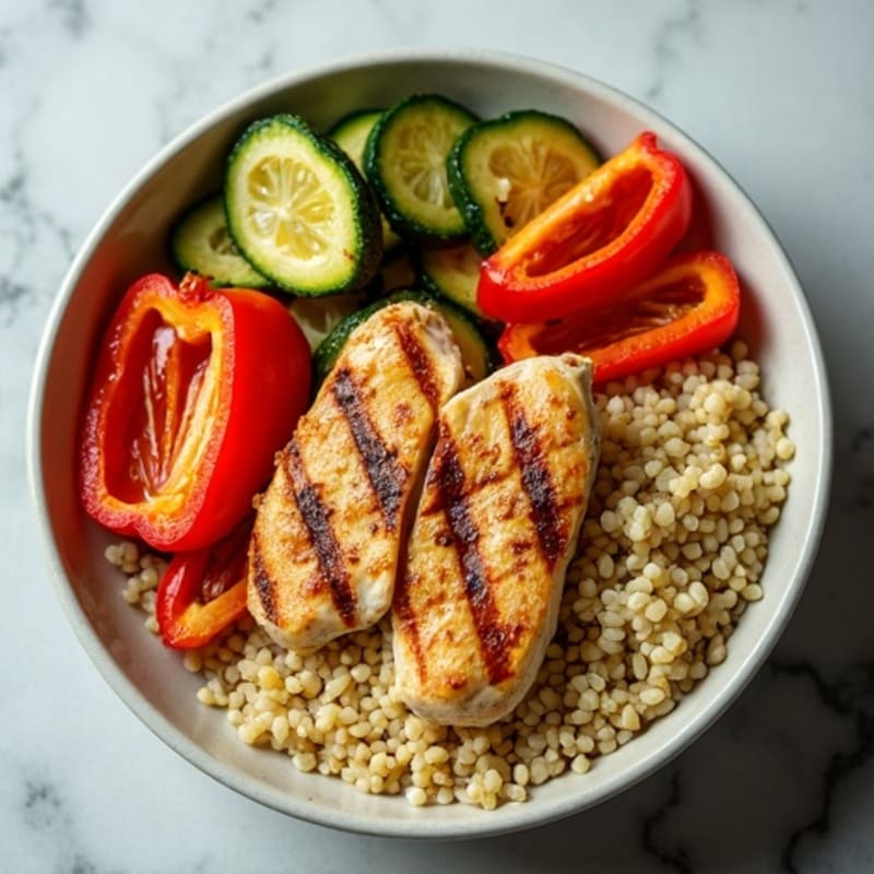 Grilled Chicken and Quinoa Bowl with Roasted Vegetables