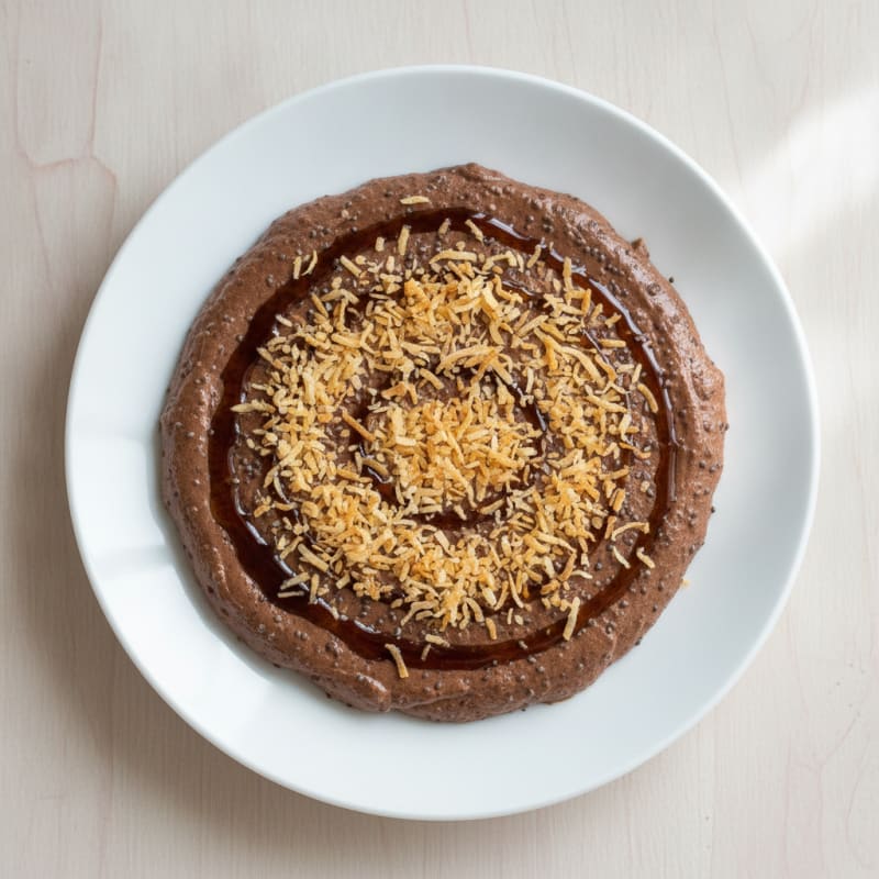 Silky Chocolate Protein Pudding with Toasted Coconut