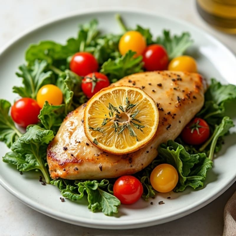 Lemon-Herb Roasted Chicken with Fresh Greens and Crisp Vegetables