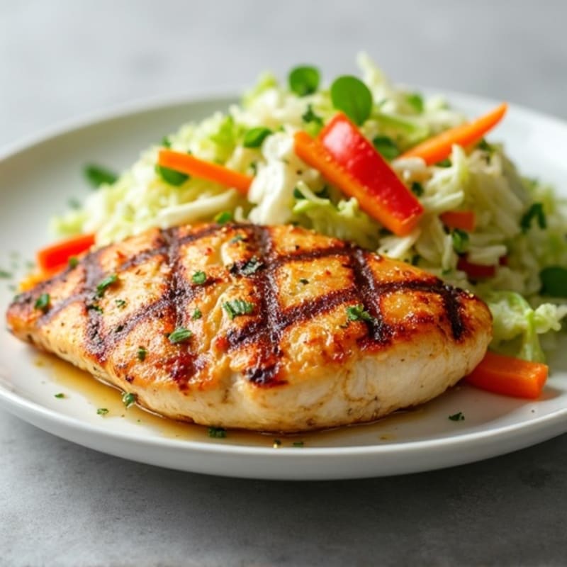 Grilled Chicken Breast with Crunchy Cabbage Slaw