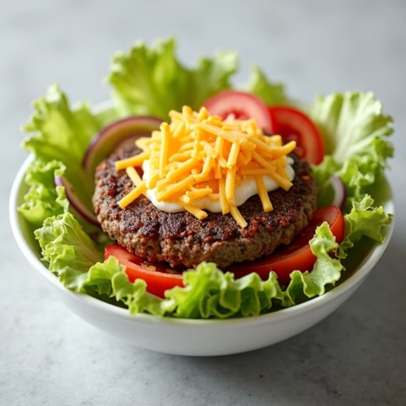 Lean Ground Beef Cheeseburger Bowl with Crispy Lettuce and Creamy Special Sauce