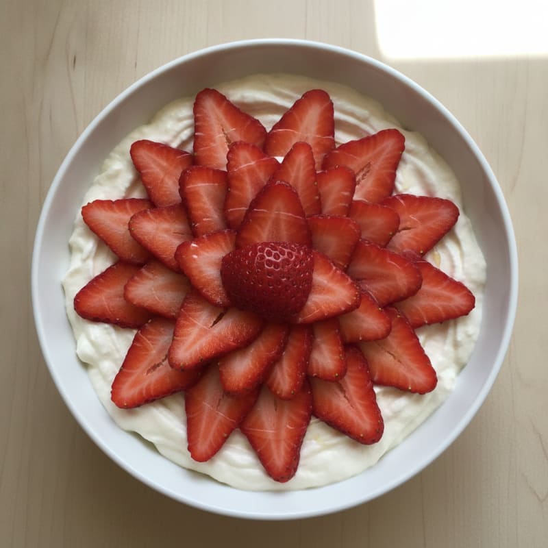 Silky Protein Yogurt with Whey and Sliced Strawberries