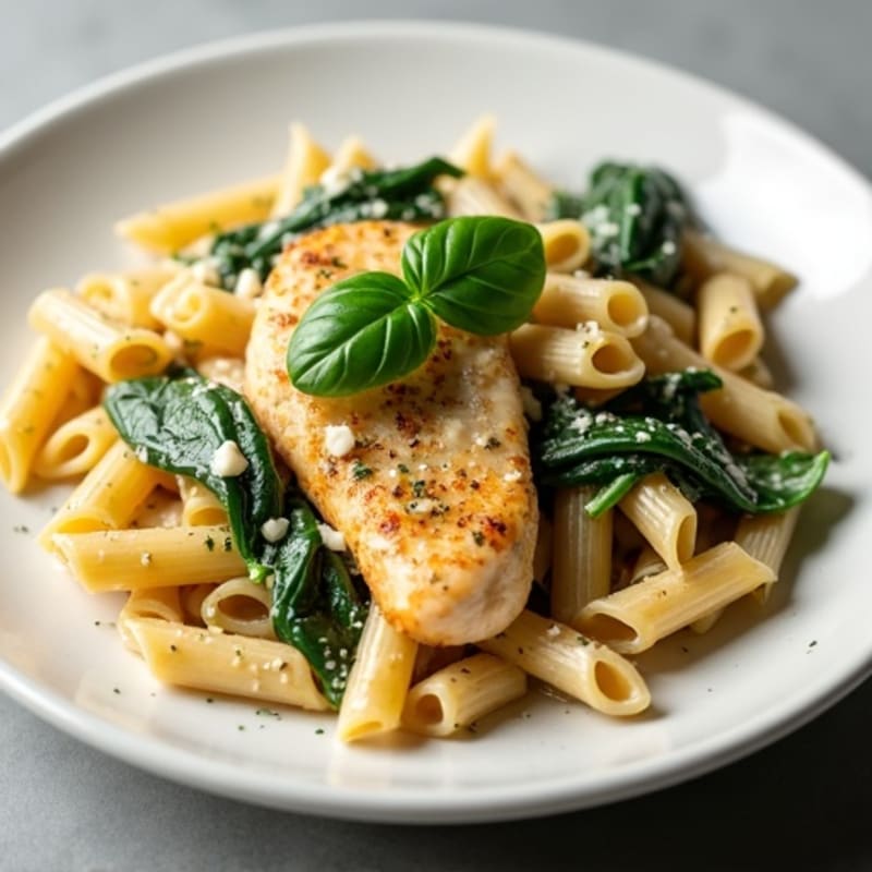 Creamy Garlic Herb Chicken Pasta with Fresh Spinach