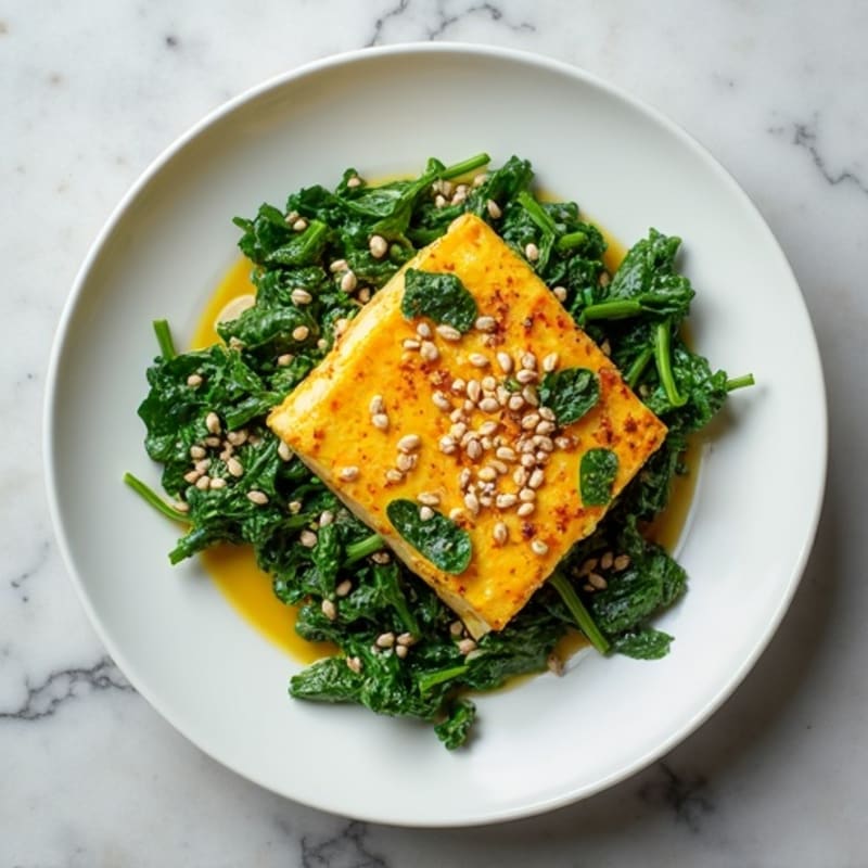 Silky Tofu Spinach Scramble with Hemp Seeds