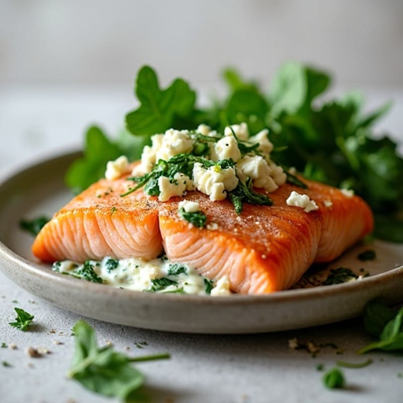 Baked Salmon Stuffed with Creamy Spinach and Feta
