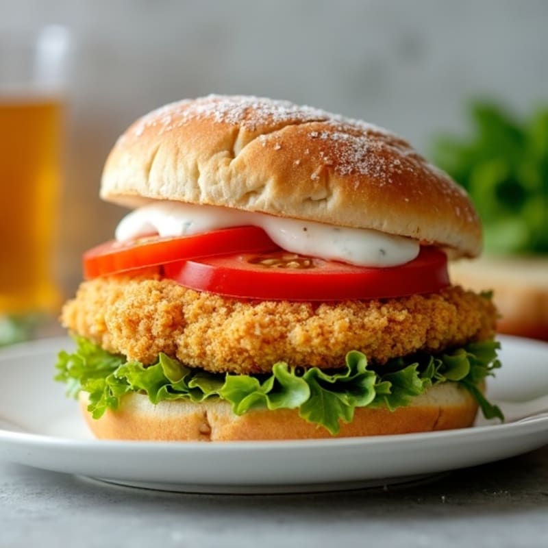 Crispy Air Fryer Chicken Sandwich with Honey Dill Sauce