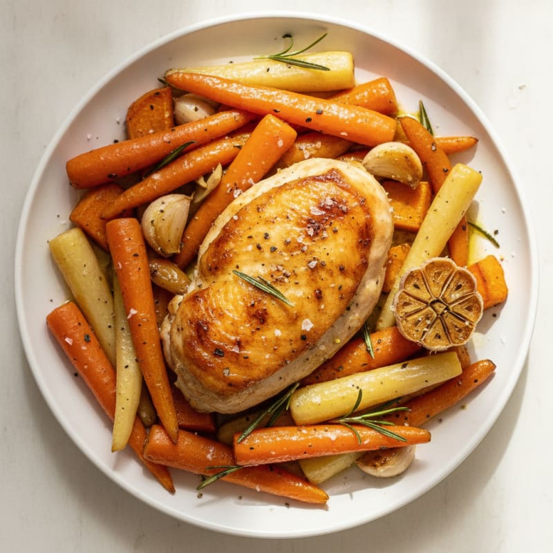 Garlic Herb Roasted Chicken with Root Vegetables