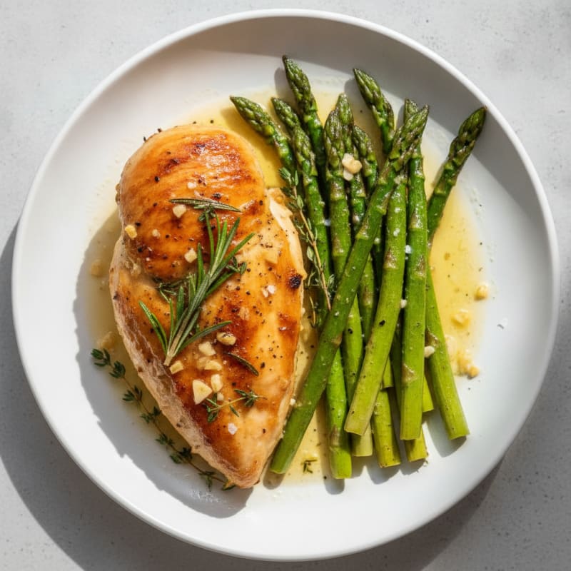 Lemon Herb Roasted Chicken with Asparagus