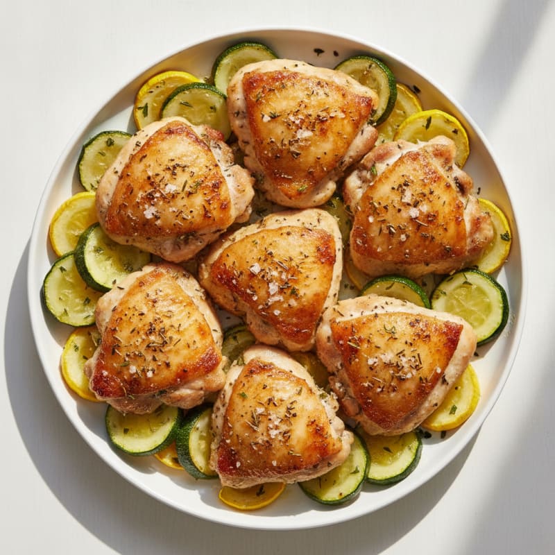 Herb-Roasted Garlic Chicken Thighs with Summer Squash