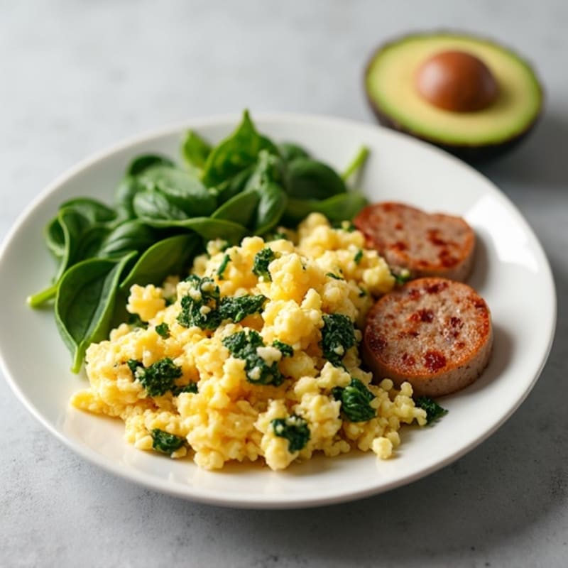 Egg White and Turkey Sausage Scramble with Spinach