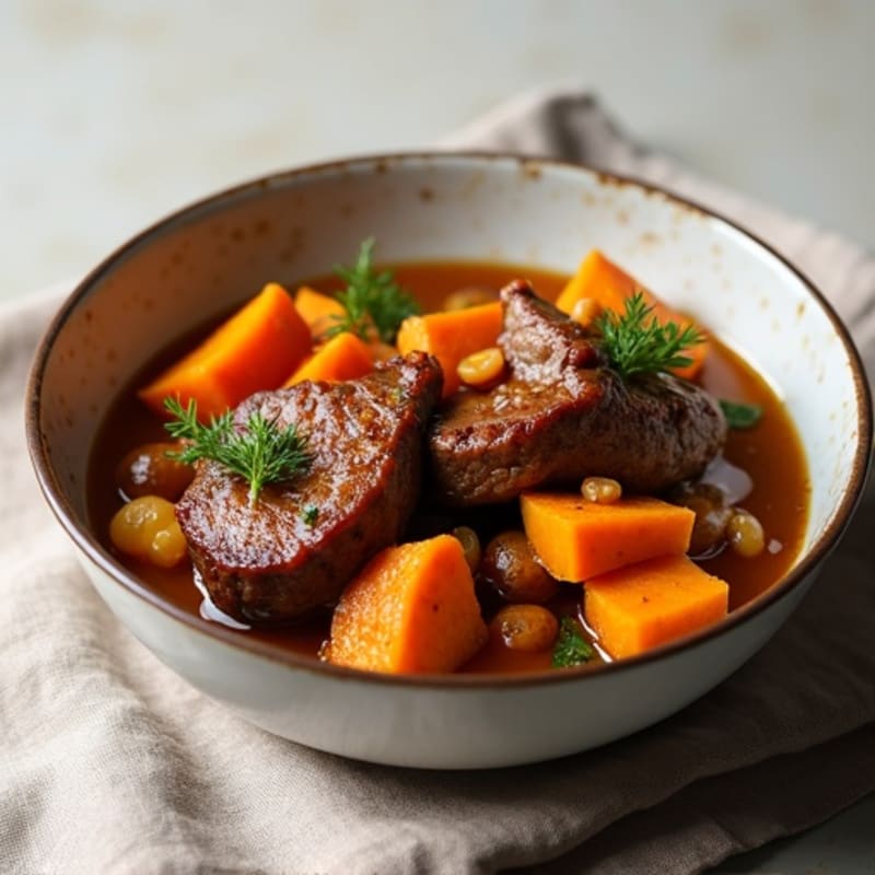 Warm Spiced Lamb with Sweet Potato and Apricots