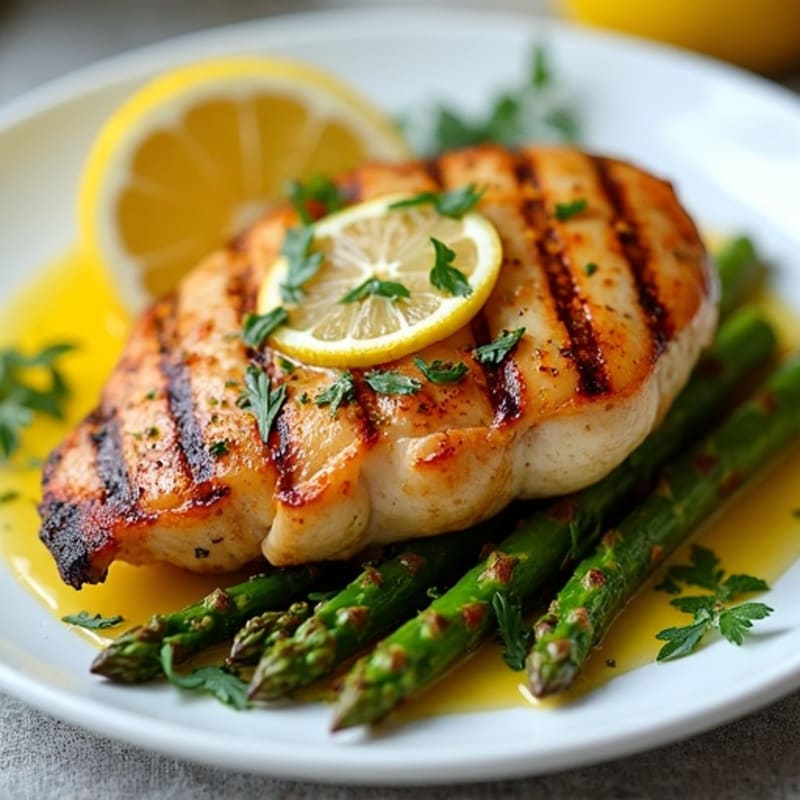 Lemon Herb Grilled Chicken with Roasted Asparagus and Bell Peppers
