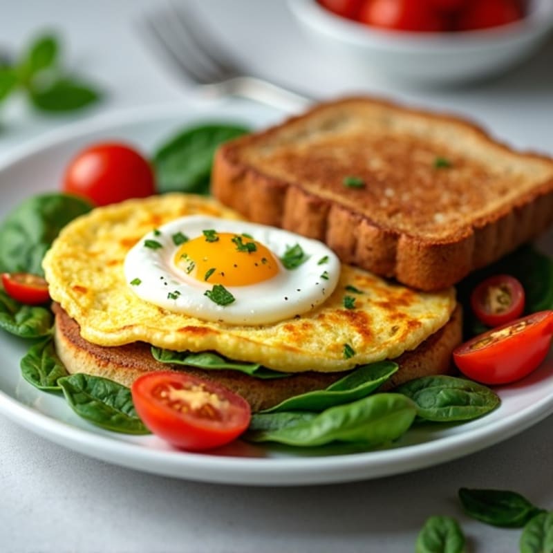 Egg White Spinach Omelette with Turkey Sausage