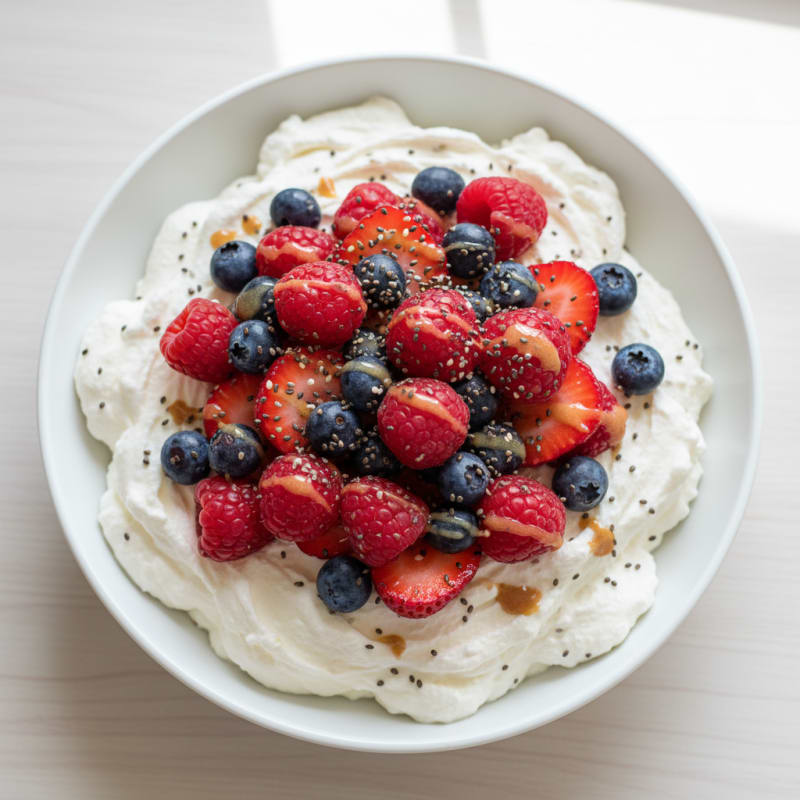 Greek Yogurt Protein Mousse with Mixed Berries