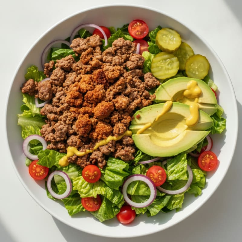 Classic Beef Burger Salad Bowl