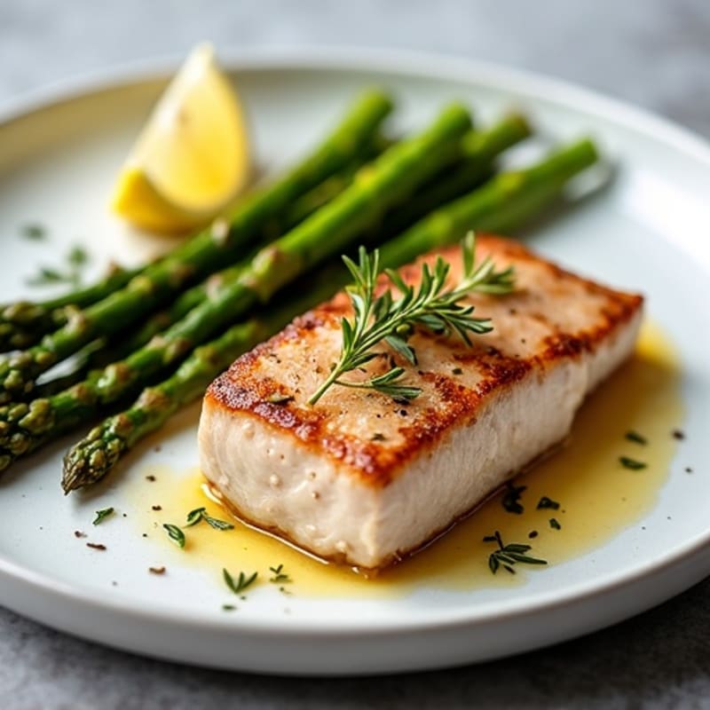 Crispy Seared Tuna with Lemon-Herb Roasted Asparagus