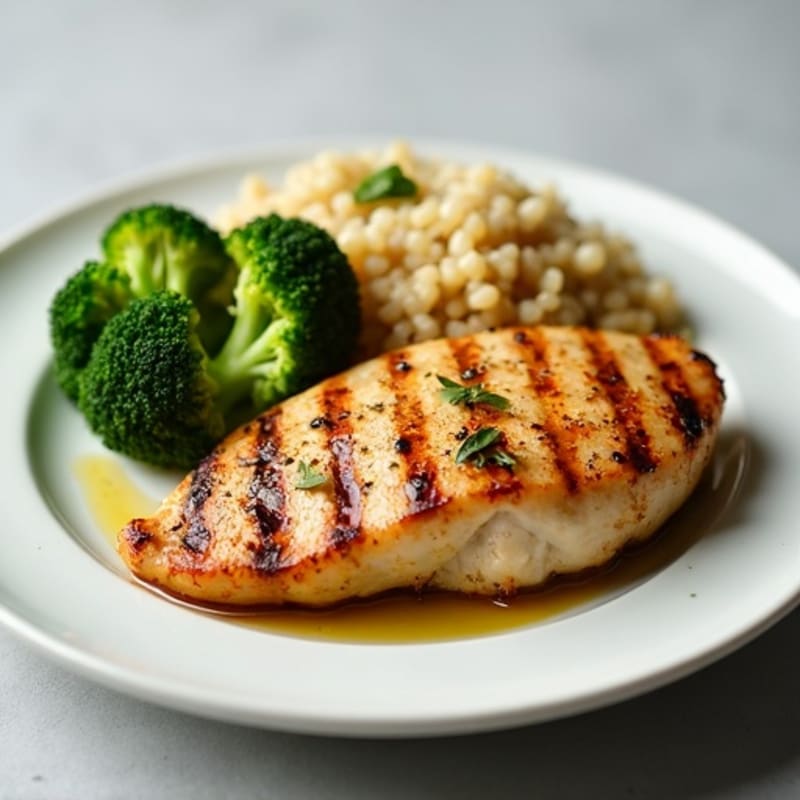 Grilled Chicken Breast with Quinoa and Steamed Broccoli